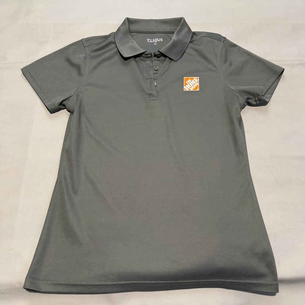 Clique Home Depot Strong Polo Shirt Women Work Employee Gray Short Sleeve-S-7053